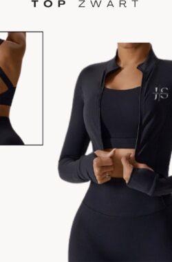 June Spring – Sport Top – Maat L/Large – Kleur: Zwart – Vocht afvoerend – Flexibel – Comfortabel – Ingebouwde Ondersteuning – Hoge Kwaliteit