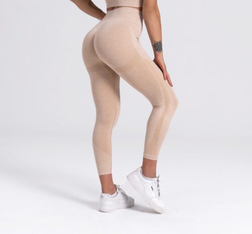 Mives® Sportlegging dames - Sportkleding dames - Sportbroek dames - Sportlegging - Shape legging - Sportlegging dames high waist - Hardloopbroek dames - yoga legging dames - BEIGE - Maat M