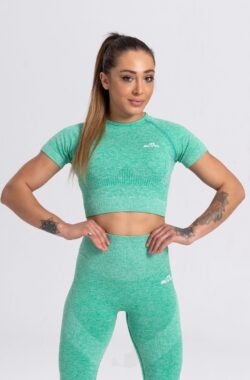 Mives® Sportlegging en Top – Yoga – Fitness set – Scrunch Butt – Dames Legging – Sportkleding – Fashion legging – Broeken – Gym Sports – Legging Fitness Wear – High Waist – GROEN – maat L – LANGE MOUW