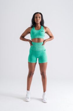 Mives® Sportlegging en Top – Yoga – Fitness set – Scrunch Butt – Dames Legging – Sportkleding – Fashion legging – Broeken – Gym Sports – Legging Fitness Wear – High Waist – GROEN – maat S -SHORT & BRA