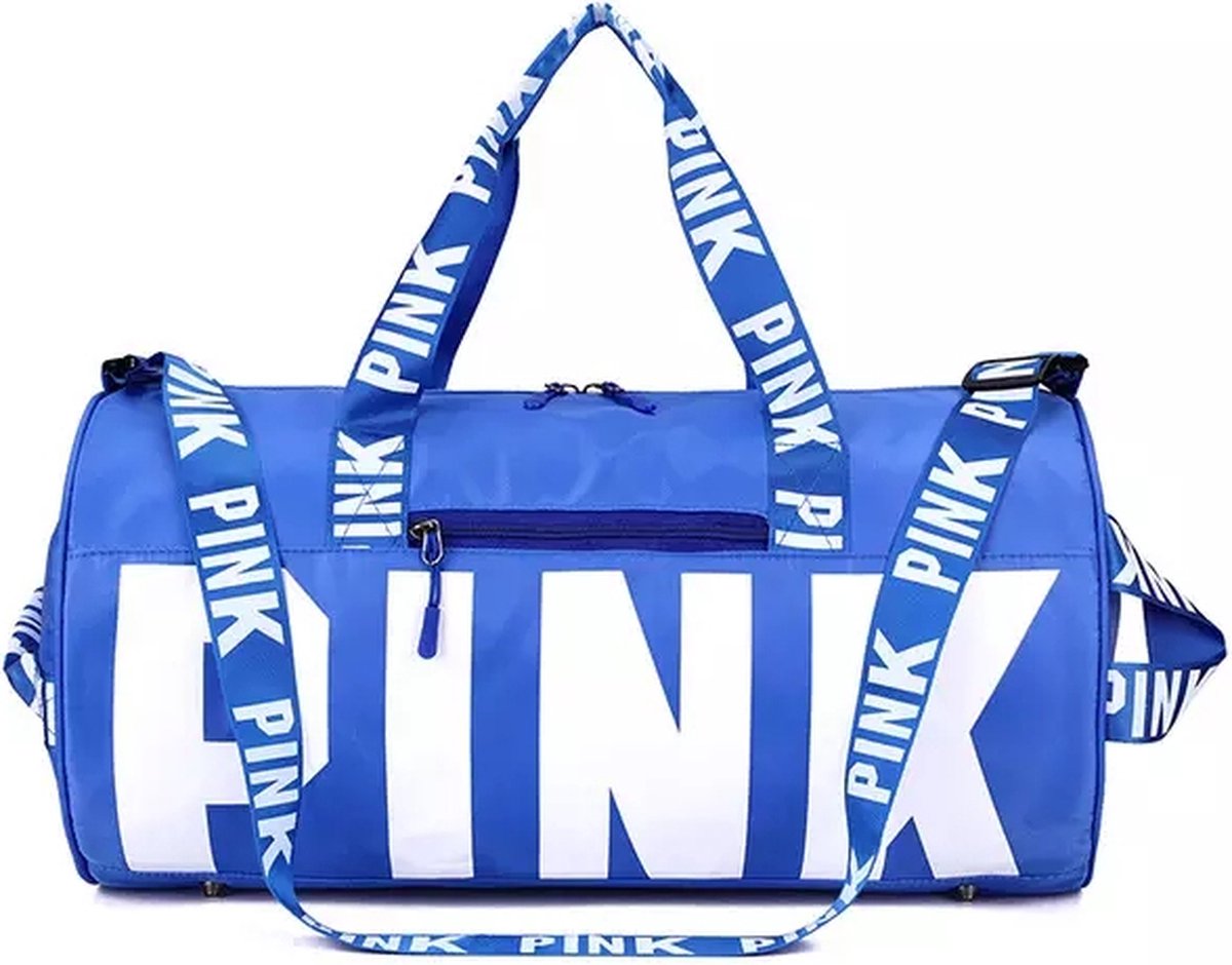 PINK Sporttas - Gym - Weekendtas - Reistas - Voetbaltas - Zwemtas - Medium 25 Liter Blauw - Strandtas - Goede voornemens 2025