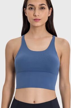 PureSquare – crop top – sportbh – Sporttop – Sport top – Blauw – maat M – vaste bh cups – fitness – sport – yoga