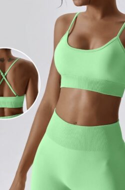 SUMMER GYM SET – 2delig – Maat S – Appelgroen – Groen – Fitness set – Fitness legging & top – Sportkledingset – Sportset – Sportlegging & top – Gymlegging – Yogaset – Yogalegging