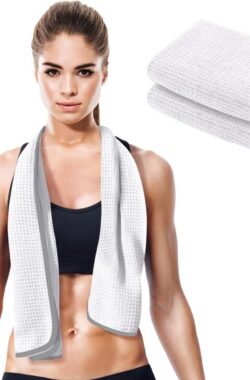 Sporthanddoeken – Set van 2 – Wit – Sneldrogend – Absorberend – Fitness Handdoek – Yoga Handdoek – Gym Handdoek