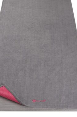 Yogahanddoek – Gaiam Grippy Mat Towel – Grijs/Roze