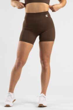 ZEUZ Korte Sport Legging Dames High Waist – Sportkleding & Sportlegging Squat Proof voor Fitness & Crossfit – Hardloopbroek, Yoga Broek – 62% Recycled Nylon & 38% Elastaan – Bruin – Maat M
