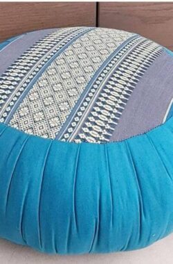 Zafu kussen – Yogakussen – Meditatie kussen – Rond meditatiekussen – Thais kussen – Kapok – 40x40x18 cm – Blauw/grijs