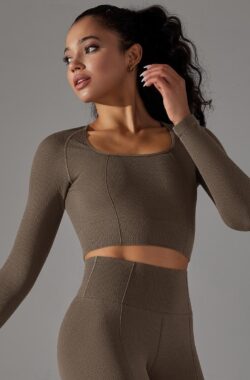 April Breeze Long Gym Set – Maat M – Bruin – 3delig – Brown – Fitness set – Fitness legging – Sportkledingset – Sportlegging – Yogakleding – Yogaset – Yogalegging