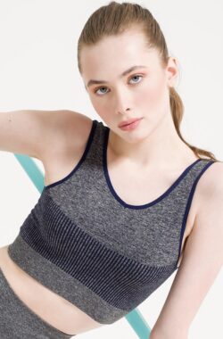 Lucas&Olivia- Sporttop Dames- Crop top Dames- Yoga- Pilates- Hardlopen- Wandellen- Fitness- Melange Donkerblauw Maat M