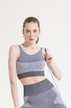 Lucas&Olivia- Sporttop Dames- Crop top Dames- Yoga- Pilates- Hardlopen- Wandellen- Fitness- Melange Wit Maat S