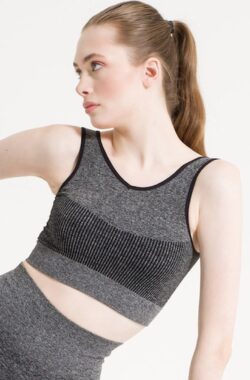 Lucas&Olivia- Sporttop Dames- Crop top Dames- Yoga- Pilates- Hardlopen- Wandellen- Fitness- Melange Zwart Maat M
