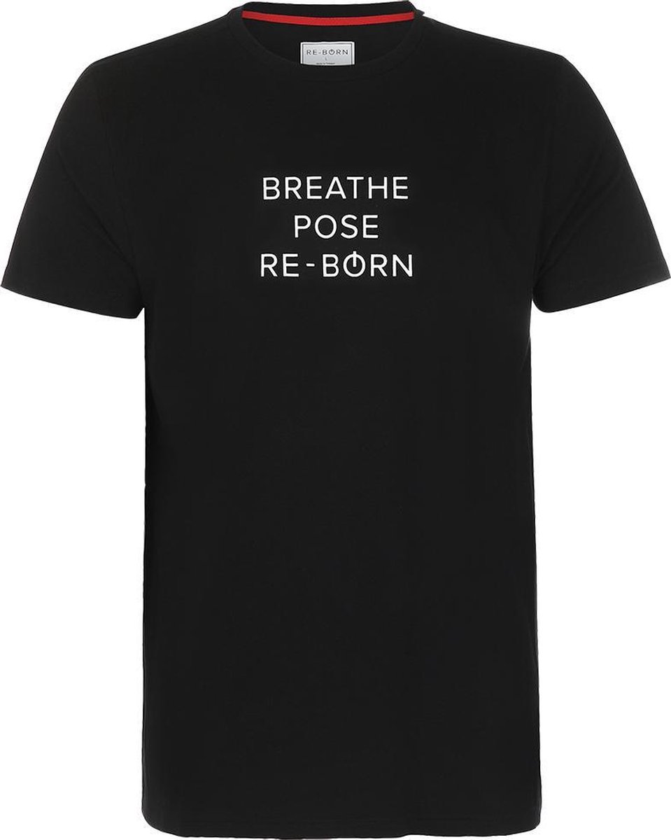 Re-Born Slogan T-shirt Breathe Korte Mouw Unisex - Zwart - Maat M
