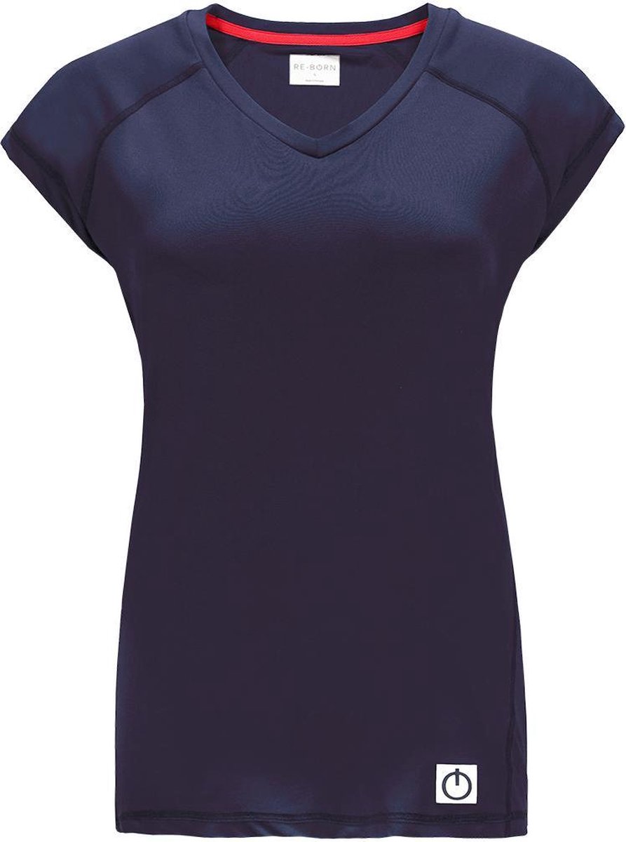 Re-Born Sport Shirt V Nek Kap Mouw Dames - Navy - Maat S