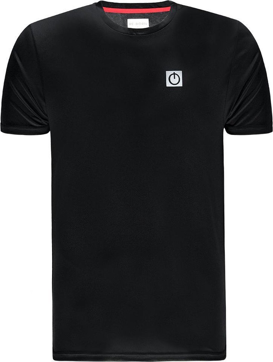 Re-Born Sport Training Shirt Mesh Korte Mouw Heren - Zwart - Maat M