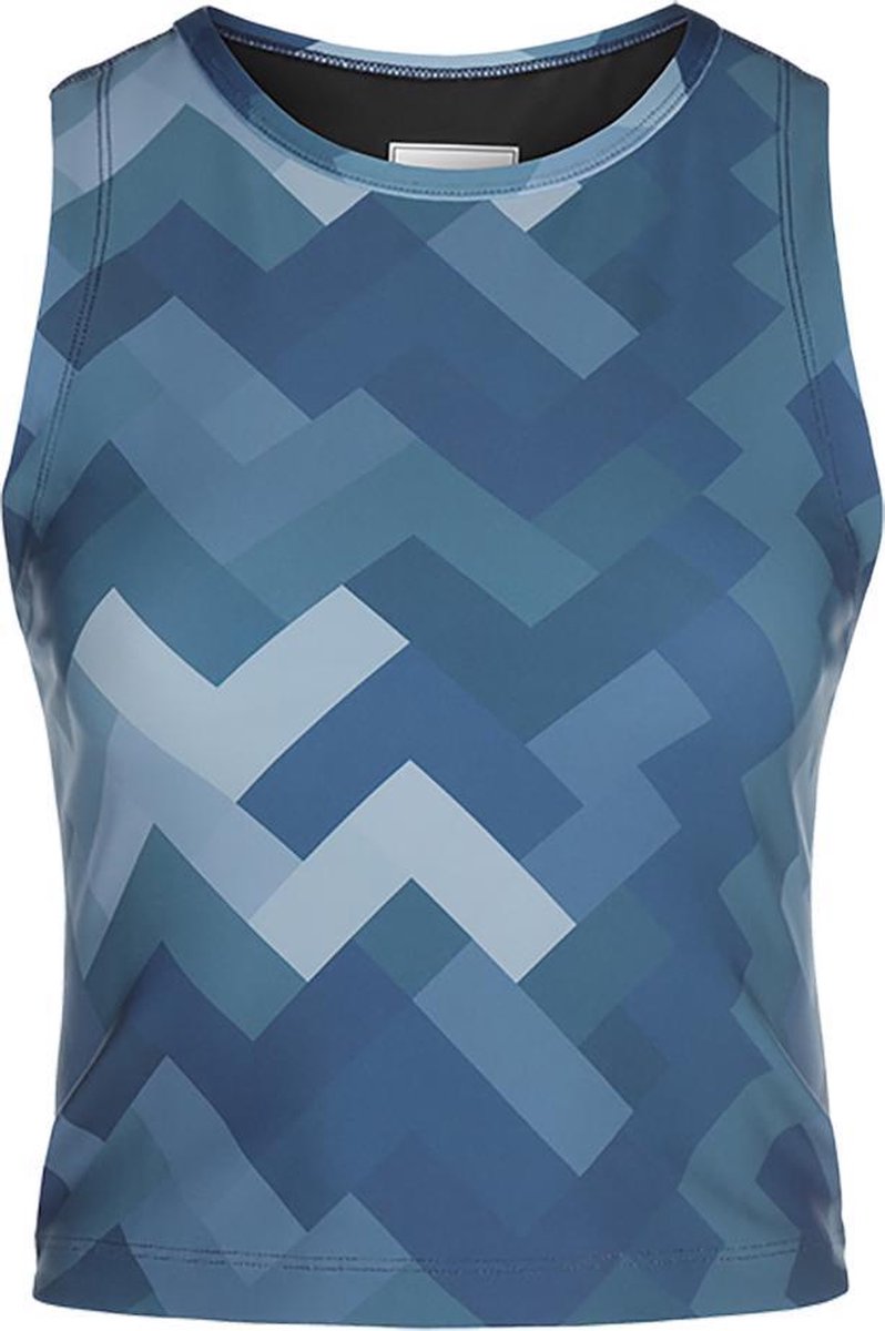 Re-Born - Sportkleding - Sport Top - Top mouwloos - Fitness top - Yoga top - Dames - multi blauw - Maat S