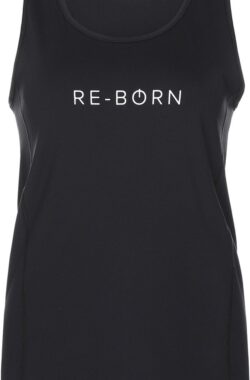 Re-Born – Sportkleding – Sporttop – Sport hemdje – Tanktop – Langere top – Sneldrogende top – Fitness top – Tennis top – Dames – Zwart – Maat M