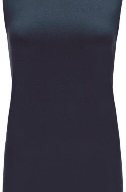 Re-Born – Sportkleding – Sporttop – Yoga top – Tanktop elastiek op rug – Mouwloze top – Langere top – Dames – Donkerblauw – Maat S