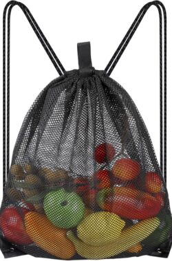 SNQ Grote mesh strandtas- nettas- trekkoord- gymtas- nettas- rugzakken met trekkoord- voor baltas- gymrugzak- strand