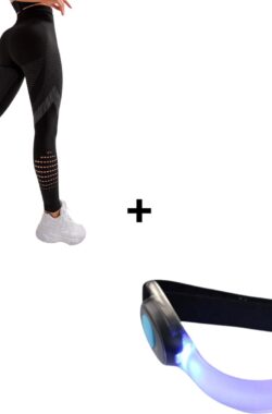 Sportlegging Dames + Verlichting – Yoga Legging – High Waist Legging – Fitness Legging – Yoga Kleding Dames – Yoga Broek Dames – Sportkleding Dames – Sportbroek Dames – Legging & Shapewear Dames – Push Up Legging – Booty Legging | Zwart | Maat S