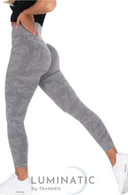 Sportlegging Dames – Yoga Legging – Fitness Legging – Legging Dames – Sport Legging – Shapewear Dames – Camouflage Broek – Camo | Luminatic® | Licht Grijs | S