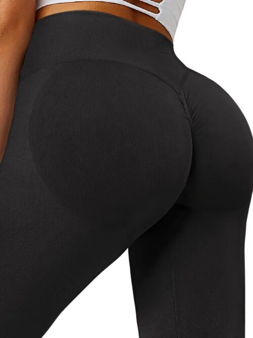 Sportlegging - Hoge Taille - Comfortabel - Elastisch - Ademend - Crunch - Billift - Yoga Fitness Legging voor Dames - Cropped - Legging - Sportlegging voor Fitness & Yoga - Zwart - Maat XL