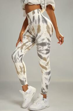 EARTHY GYM LEGGING – Maat L – Groen Grijs Wit – Green Grey White – Gymlegging – Sportlegging – Sportkleding – Yogalegging – Fitness legging – Yoga kleding