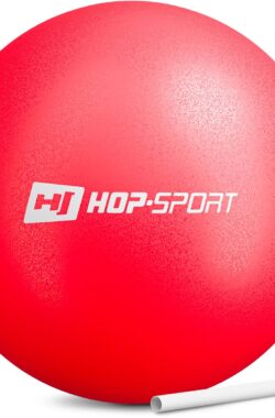 Hop-Sport Pilatesbal 25 cm – kleine, zachte en draagbare oefenbal met opblaasbaar rietje – ideaal voor yoga, Pilates, fitnessoefeningen en thuisworkouts, versterkt core en verbetert balans (rood)