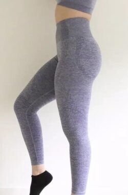 LOUZIR Fitness/Yoga legging – Fitness legging – sport legging Stretch – squat proof – grijs – Naadloos – Maat XL