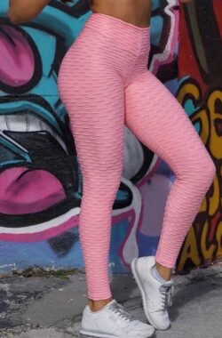 LOUZIR Sportlegging-Yoga -Scrunch Butt-High Waist- Absorberend- Anti Cellulite Legging-Gym Sports -Legging Fitness Wear-roze- maat M