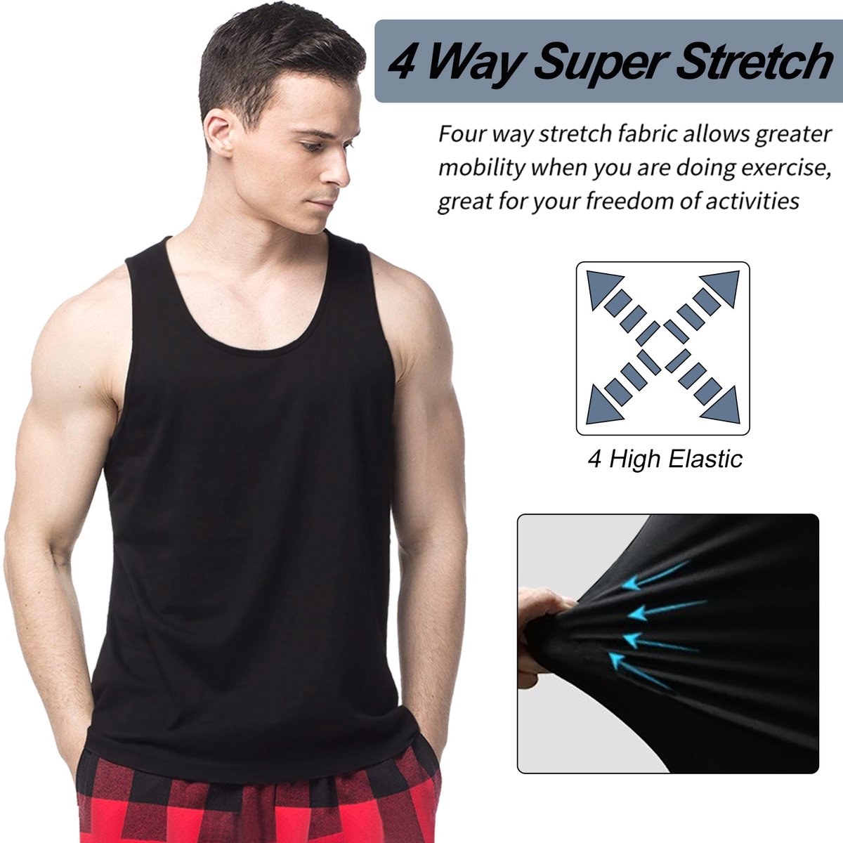 MEETYOO Y-Back Spiertank Top, Heren Tanktops Snel Droge Gym Mouwloze Spiert Shirts Voor Herenfitness, Sport- En Trainingsactiviteiten, Zoals Yoga, Fietsen, Rennen, Basketbal Spelen, Voetbal, Gewichtheffen-Zwart-M