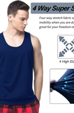 MEETYOO Y-Back Spiertank Top, Heren Tanktops Snel Droge Gym Mouwloze Spiert Shirts Voor Herenfitness, Sport- En Trainingsactiviteiten, Zoals Yoga, Fietsen, Rennen, Basketbal Spelen, Voetbal, Gewichtheffen-BLAUW-L