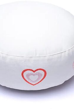 Meditatiekussen wit harten biokatoen (OCS)