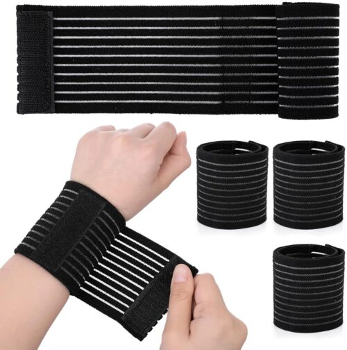 Polsband Wrap 4 Stuks Ademend Polyester Mouw Compressie Brace Polsband Hand Ondersteunt Splint Ondersteuning Riem voor Tennis Gym Sport Mannen Vrouwen