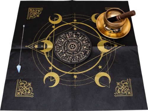 Spirituele Giftset - Pentagram Kleed, Pendel, Communicatiebord, Klankschaal, Gouden Schaal - Compleet voor Rituelen en Meditatie
