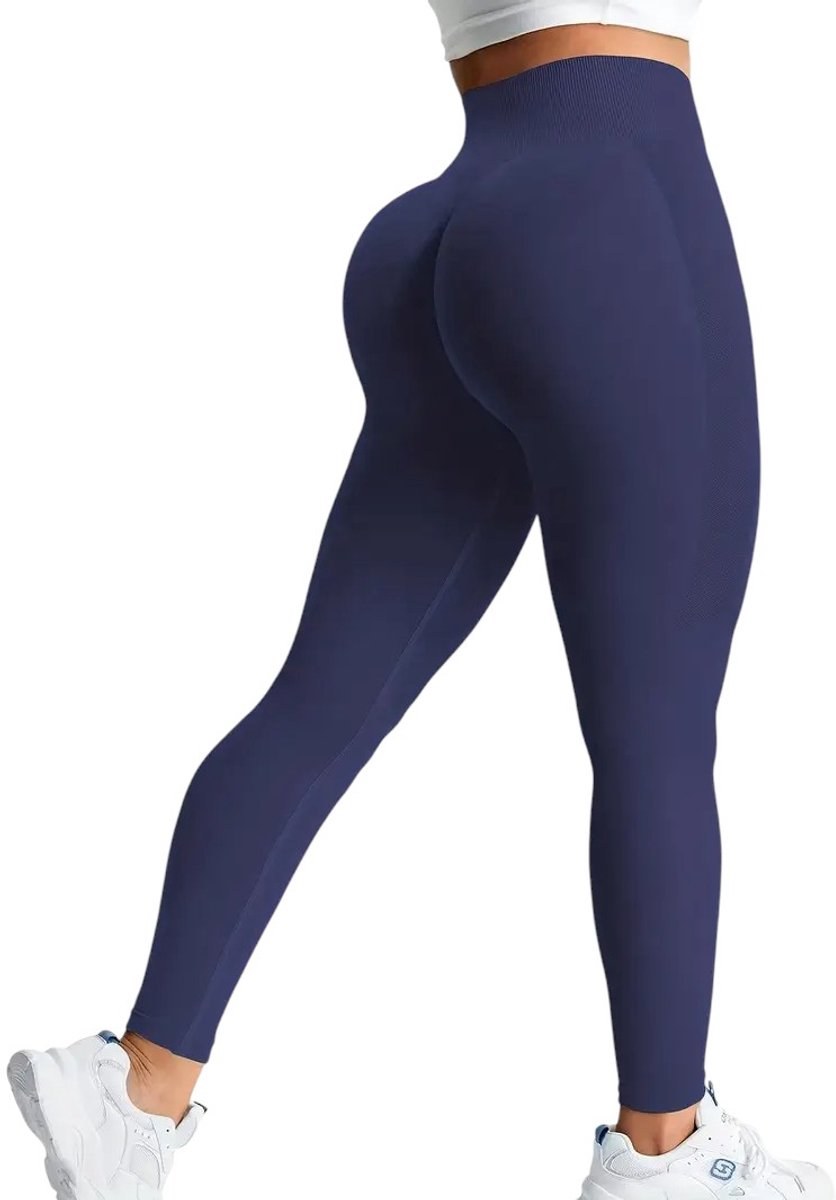 Sportlegging - Zachte Stof - Super Comfortabel - Elastisch - Hoge Taille - Meerdere Kleuren - Aansluitend - Yoga Broek - Tweede Huid - Ademend - Stretch - Leggings - Met Buikcontrole - Donkerblauw - Marineblauw - Blauw - Maat XS