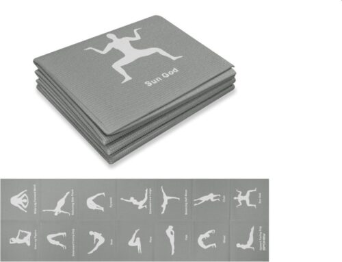 Yoga- en Fitnessmat, (174 x 62 cm) 13 Populaire Yoga- en Fitnessoefeningen Direct op de Mat Gedrukt,Groot Genoeg Voor Alle Yoga- en Fitnessoefeningen