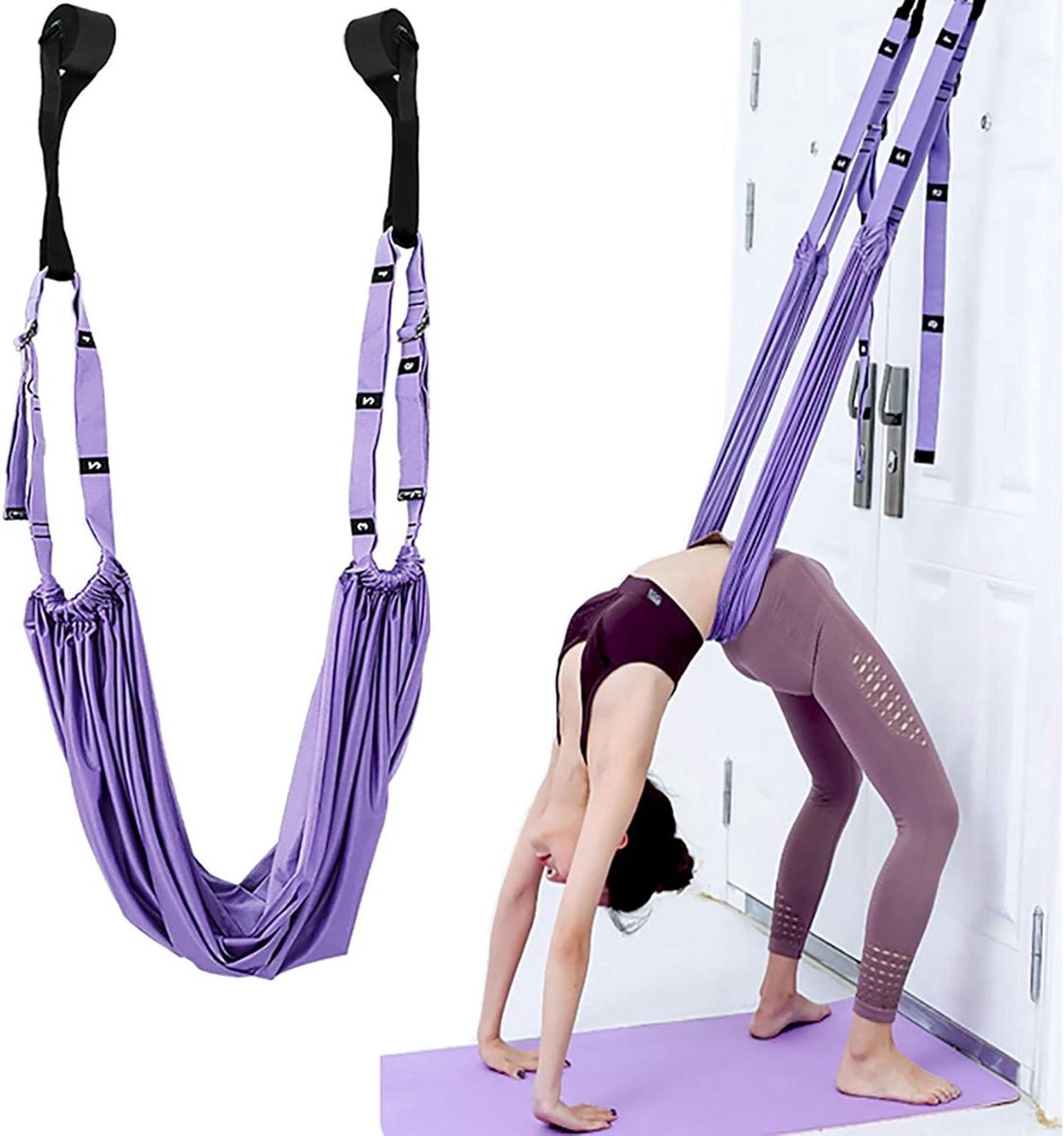 Yogariem en Stretchband - Voor Flexibiliteit en Training - 1 stuk - Paars - Polyester Katoen