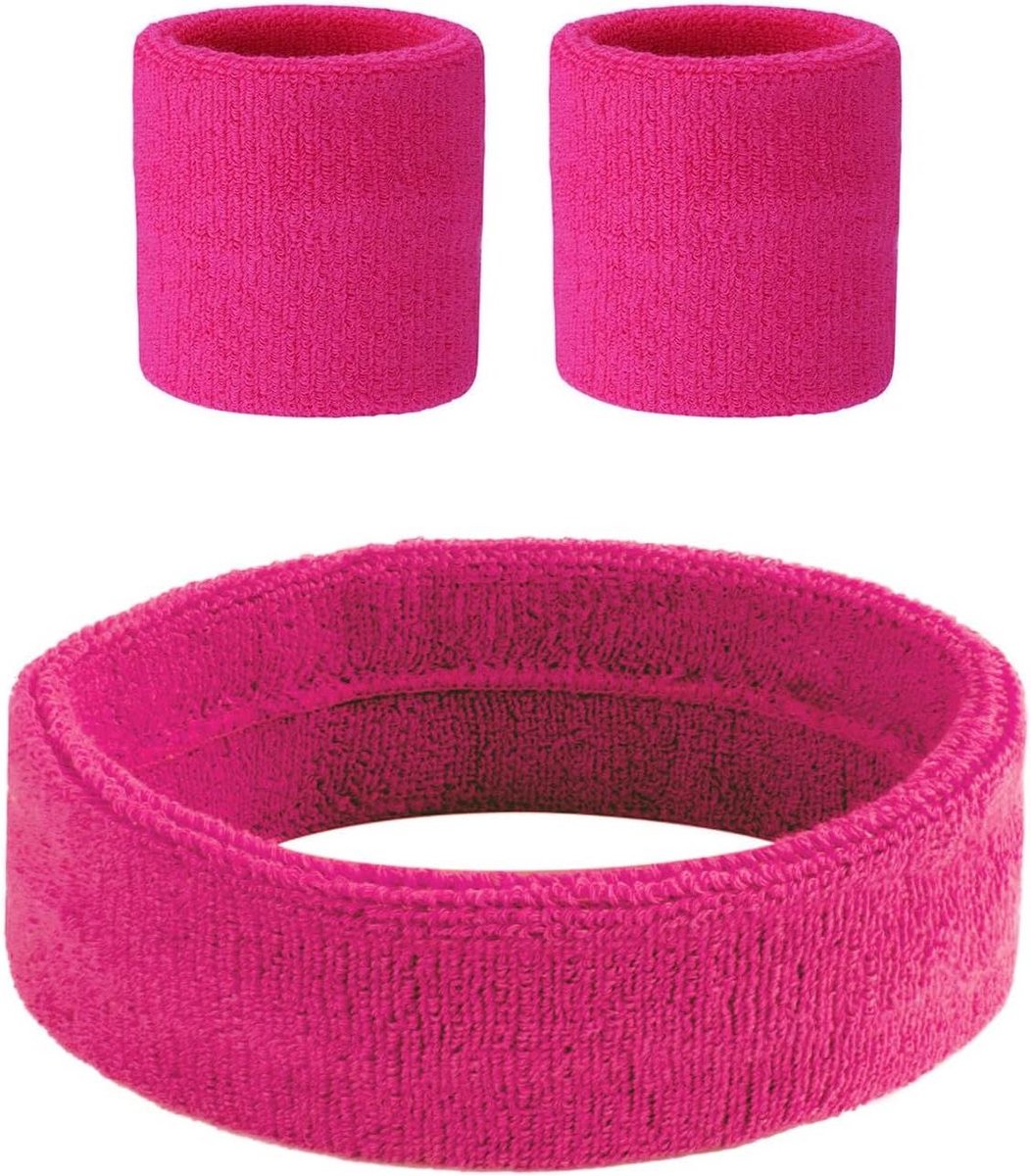 3-delige set zweetbanden voor sportieve mannen en vrouwen - Roze