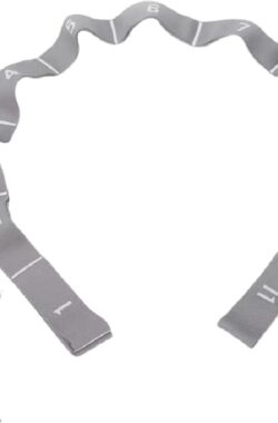 Elastische yoga-riem met 8/9/10/11 gespen voor pilates, fascia, krachttraining, lichaamsstretch, ballet, dans, fitness – Grijs – 11 gespen