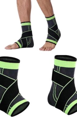 Enkelsteunriemen – Compressie-enkelcompressieriem voor sportieve bescherming (groen) – Set van 2 stuks