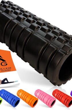 Fitness-schuimroller voor diepe weefselspiermassage triggerpunt spiertherapie (zwart) met gratis e-book