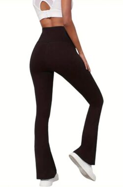 Flared Legging – Super Zacht & Comfortabel – Let op: Minder geschikt voor lange vrouwen – Super Zachte Hoge Taille Flare Broek – Buikcontrole – Niet Doorschijnend – Casual – Workout – Yoga – Zwart – Maat S