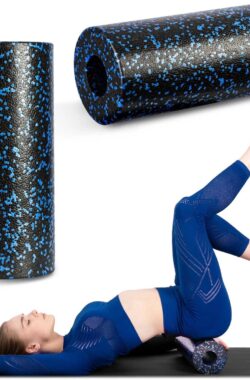 Foam roller voor oefeningen 33×14 cm NS-954 zwart-blauw