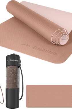 Gevoerde antislip yogamat voor fitness en pilates – 183 cm x 61 cm x 0,6 cm, met tas en transportgordel
