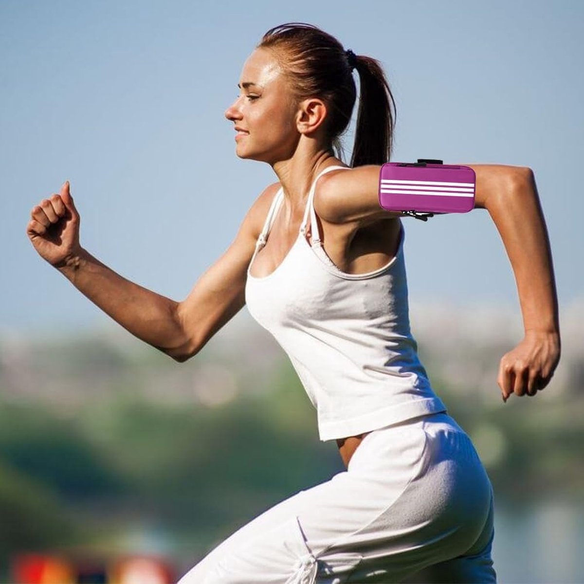 Hoes voor mobiele telefoon, hardlopen, sport, looparmband, mobiele telefoonhouder, mobiele telefoonarmband, mobiele telefoonhoesje, joggen, voor hardlopen, workout, joggen en fitness (paars)