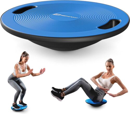 Hop-Sport balansbord met handgrepen, diameter 40 cm, draagvermogen 150 kg, antislip oscillerend balanskussen, evenwichtstrainer voor spierversterking en verbetering van balans en coördinatie