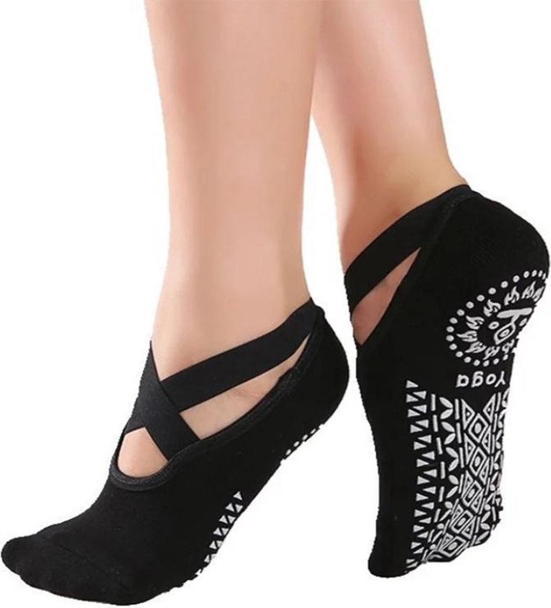 Jumada's - Yoga - antislip sokken voor Yoga en Pilates - Onesize - 2 Stuks - Zwart