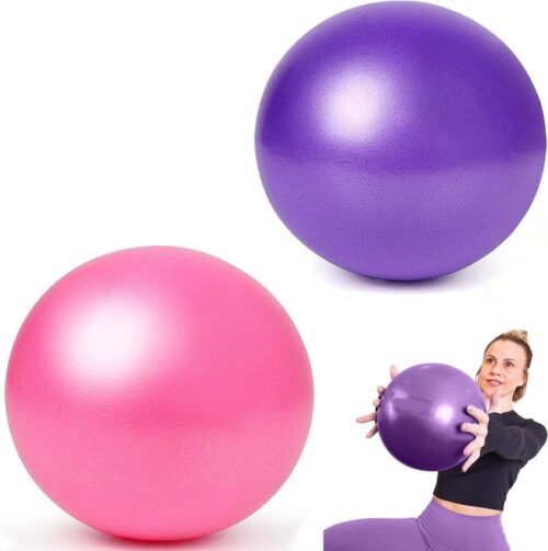 Kleine Pilatesbal 2 stuks Anti Burst Bal Mini Oefenbal voor fitness revalidatie rugtraining en coördinatie heren dames (Paarsroze)