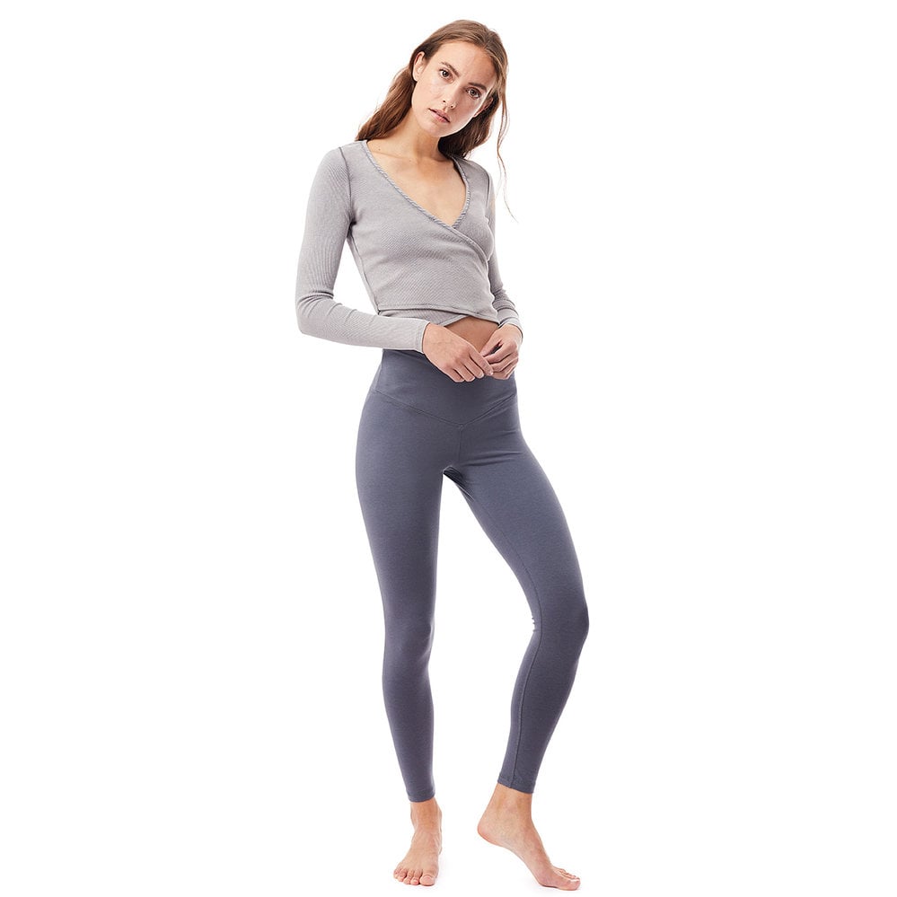 MANDALA Cropped Yoga Wrap Shirt - Grey Melange