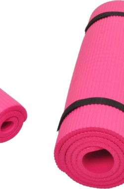 Multifunctionele 1/2 Inch Extra Dikke Hoge Dichtheid Anti-Scheur Oefening Yoga Mat en Kniebeschermer met Draagriem (Roze)